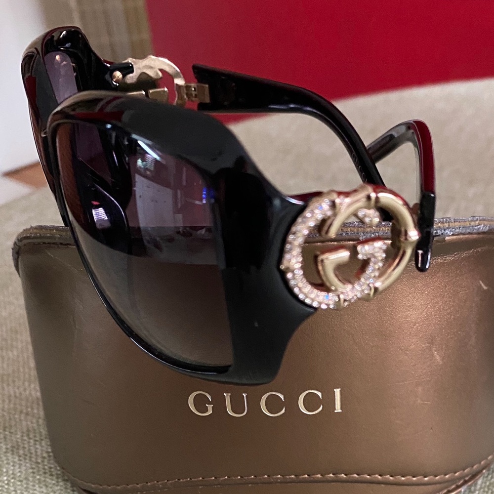 Gucci Black Sunglasses with Gold Logo